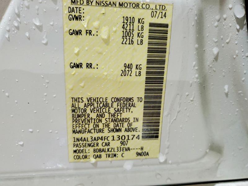 Продаж на аукціоні авто 2015 Nissan Altima, vin: 1N4AL3AP4FC130174, номер лоту: 46175806
