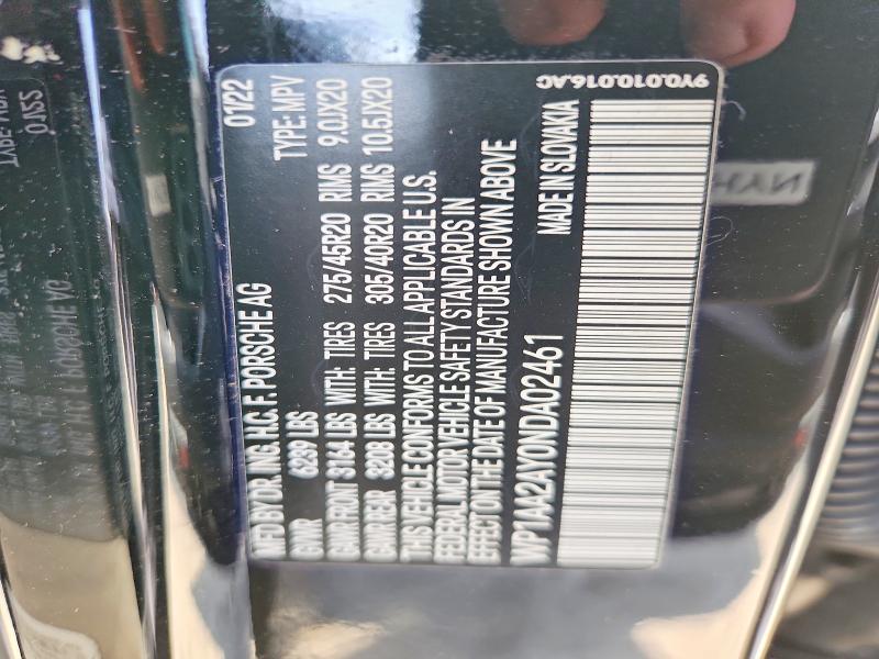 2022 Porsche Cayenne მანქანა იყიდება აუქციონზე, vin: WP1AA2AY0NDA02461, აუქციონის ნომერი: 47499706