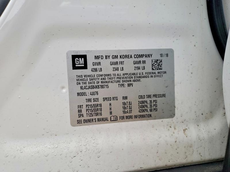 Aukcja sprzedaży 2019 Buick Encore, vin: KL4CJASB4KB780715, numer aukcji: 45511296