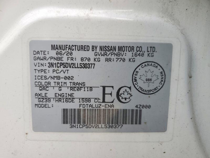 Продажа на аукционе авто 2020 Nissan Kicks, vin: 3N1CP5DV2LL530377, номер лота: 99800795