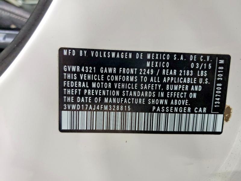 Aukcja sprzedaży 2015 Volkswagen Jetta, vin: 3VWD17AJ4FM328815, numer aukcji: 46863596