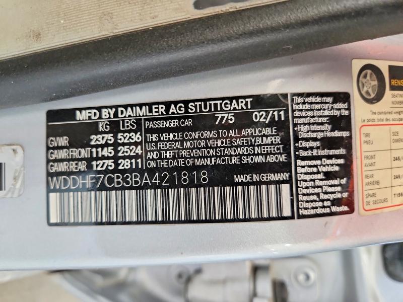 Продажа на аукционе авто 2011 Mercedes-benz E, vin: WDDHF7CB3BA421818, номер лота: 41603776