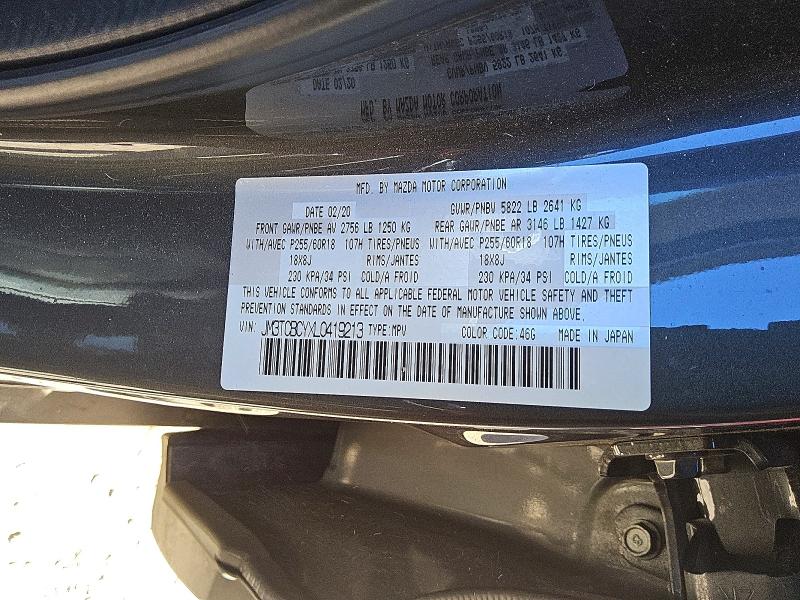 47267286 :رقم المزاد ، JM3TCBCYXL0419213 vin ، 2020 Mazda Cx-9 مزاد بيع