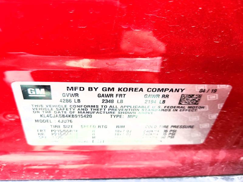 2019 Buick Encore მანქანა იყიდება აუქციონზე, vin: KL4CJASB4KB915420, აუქციონის ნომერი: 46657616