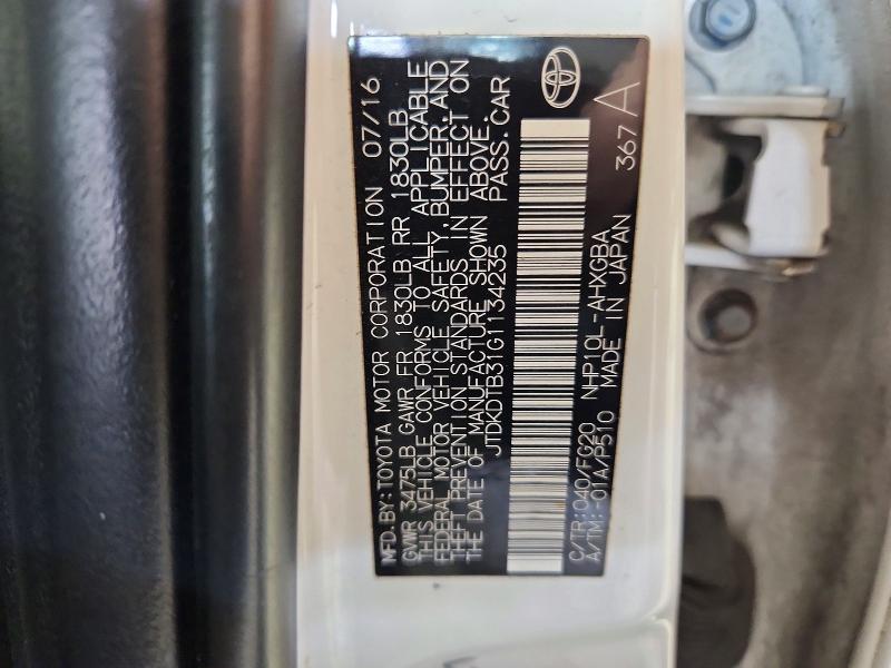 Auction sale of the 2016 Toyota Prius C, vin: JTDKDTB31G1134235, lot number: 46163926