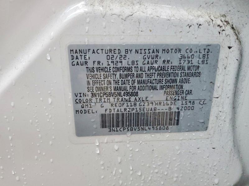 2022 Nissan Kicks მანქანა იყიდება აუქციონზე, vin: 3N1CP5BV5NL495808, აუქციონის ნომერი: 46303766