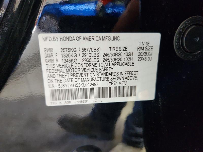 Aukcja sprzedaży 2019 Acura Mdx, vin: 5J8YD4H53KL012497, numer aukcji: 42065446