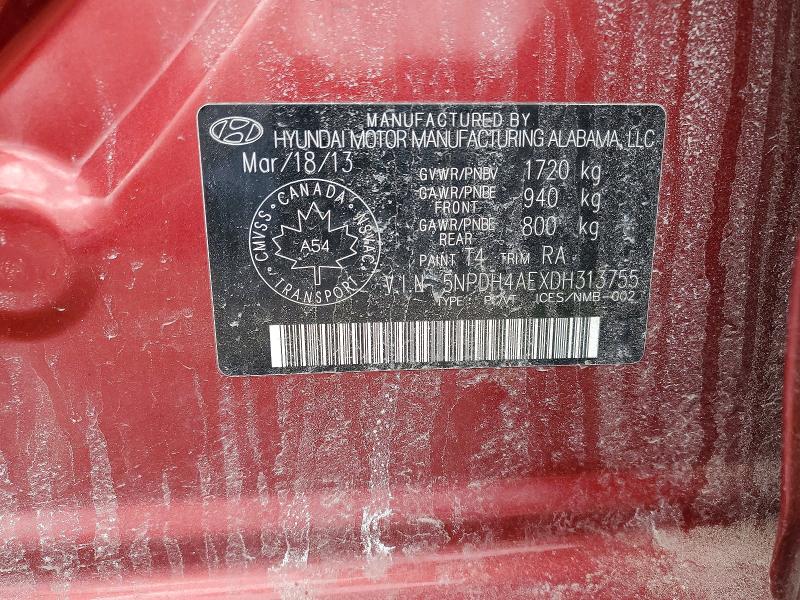 Aukcja sprzedaży 2013 Hyundai Elantra, vin: 5NPDH4AEXDH313755, numer aukcji: 46343506
