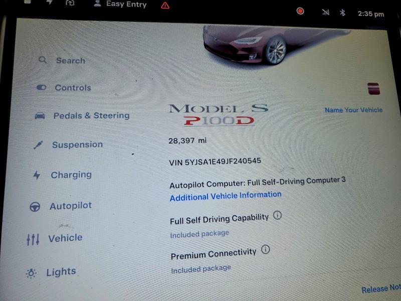 Продажа на аукционе авто 2018 Tesla Model S, vin: 5YJSA1E49JF240545, номер лота: 47569286