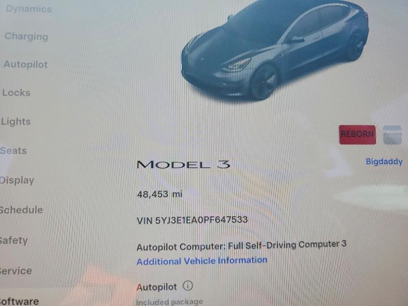 Aukcja sprzedaży 2023 Tesla Model 3, vin: 5YJ3E1EA0PF647533, numer aukcji: 47121176