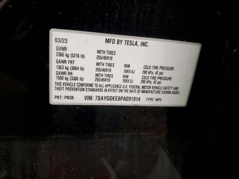Продажа на аукционе авто 2023 Tesla Model Y, vin: 7SAYGDEE8PA091914, номер лота: 45666396