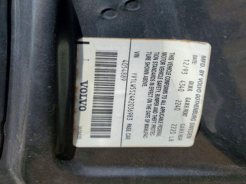 42021286 :رقم المزاد ، YV1LW5524R2036983 vin ، 1994 Volvo 850 مزاد بيع