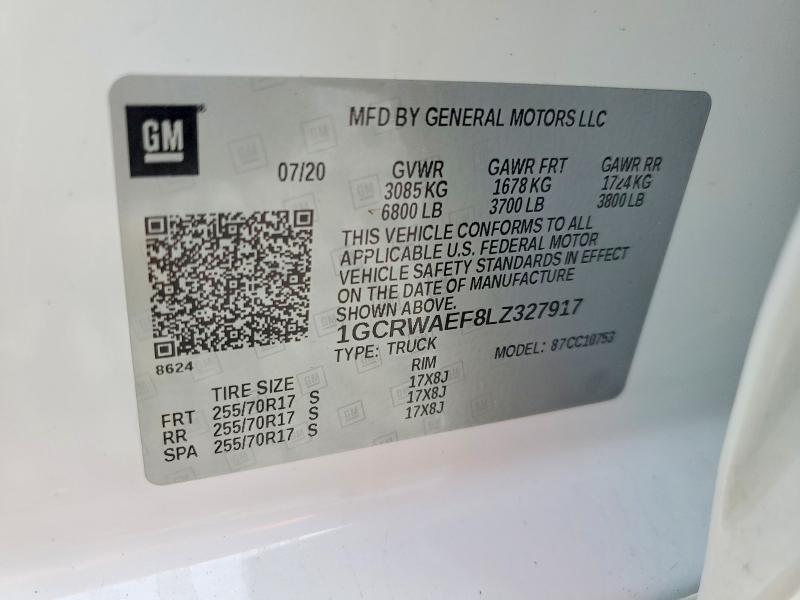 47635346 :رقم المزاد ، 1GCRWAEF8LZ327917 vin ، 2020 Chevrolet Silverado مزاد بيع