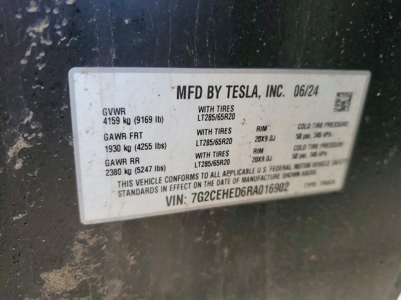 Aukcja sprzedaży 2024 Tesla Cybertruck, vin: 7G2CEHED6RA016902, numer aukcji: 45653066