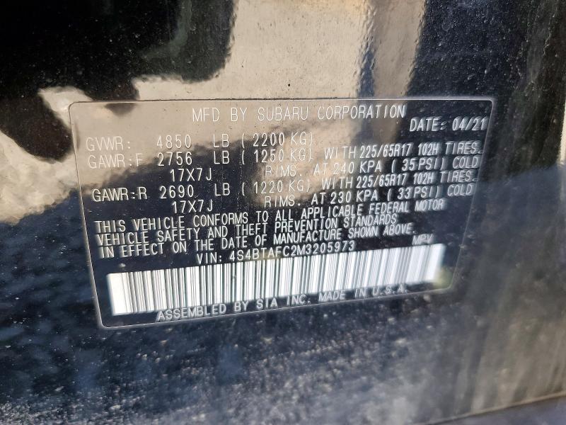 Auction sale of the 2021 Subaru Outback, vin: 4S4BTAFC2M3205973, lot number: 46245566