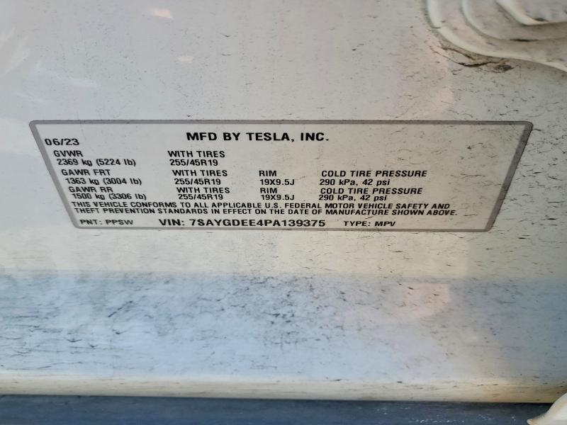 Продажа на аукционе авто 2023 Tesla Model Y, vin: 7SAYGDEE4PA139375, номер лота: 46740616