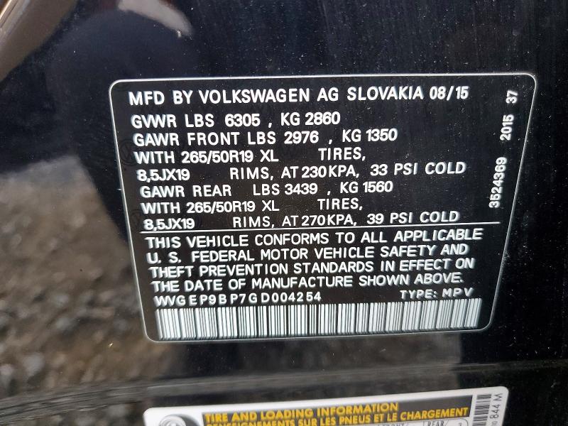 Aukcja sprzedaży 2016 Volkswagen Touareg, vin: WVGEP9BP7GD004254, numer aukcji: 79930125