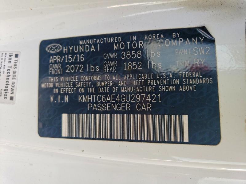 Aukcja sprzedaży 2016 Hyundai Veloster, vin: KMHTC6AE4GU297421, numer aukcji: 45650396