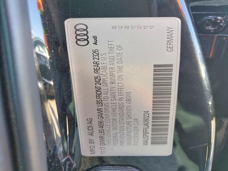 47195226 :رقم المزاد ، WAUSPBFF6JA060224 vin ، 2018 Audi A3 مزاد بيع