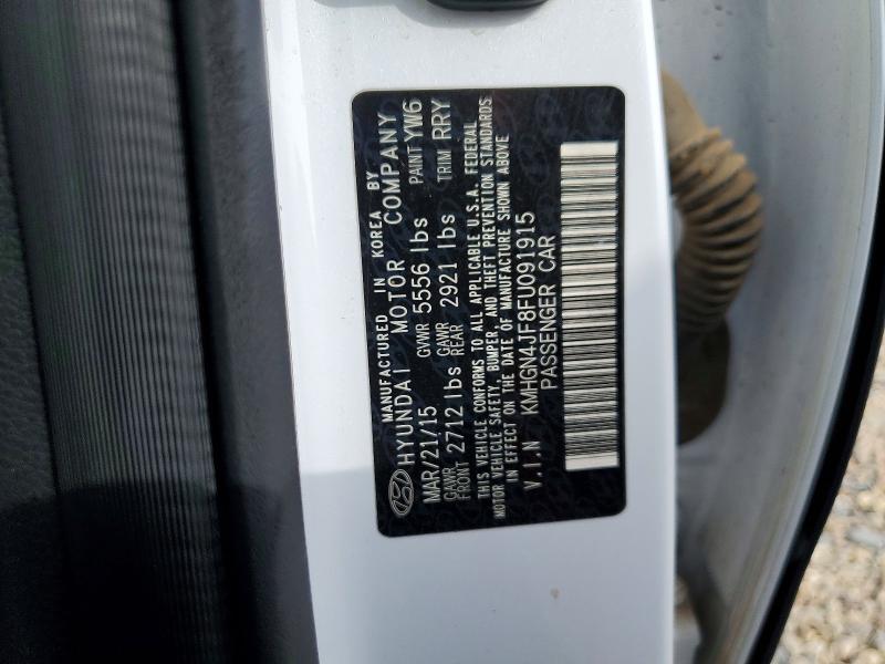 2015 Hyundai Genesis მანქანა იყიდება აუქციონზე, vin: KMHGN4JF8FU091915, აუქციონის ნომერი: 41614226
