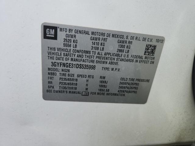 48288326 :رقم المزاد ، 3GYFNGE31DS535998 vin ، 2013 Cadillac Srx مزاد بيع