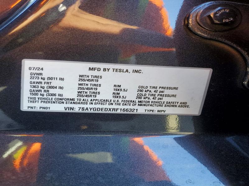 Aukcja sprzedaży 2024 Tesla Model Y, vin: 7SAYGDEDXRF166321, numer aukcji: 45931766