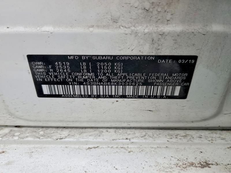 Aukcja sprzedaży 2019 Subaru Legacy, vin: 4S3BNAB68K3030625, numer aukcji: 47078646