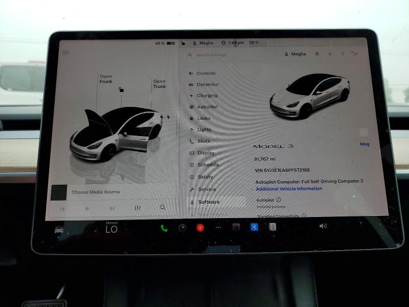 47982536 :رقم المزاد ، 5YJ3E1EA6PF572188 vin ، 2023 Tesla Model 3 مزاد بيع
