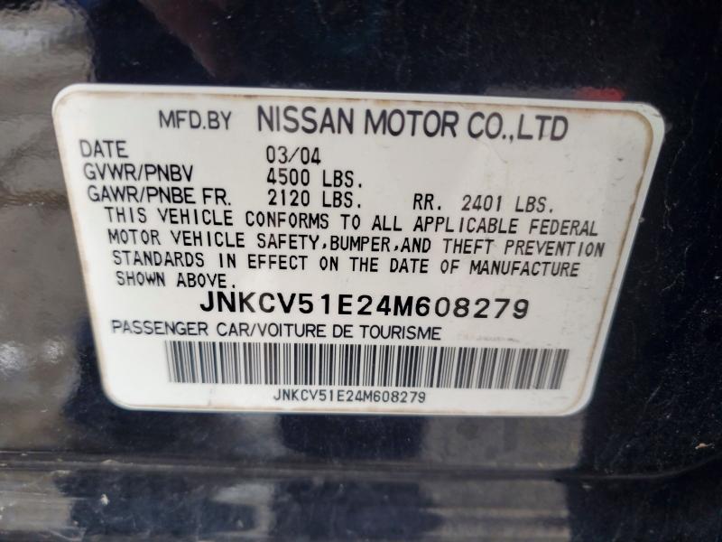 41926266 :رقم المزاد ، JNKCV51E24M608279 vin ، 2004 Infiniti G35 مزاد بيع