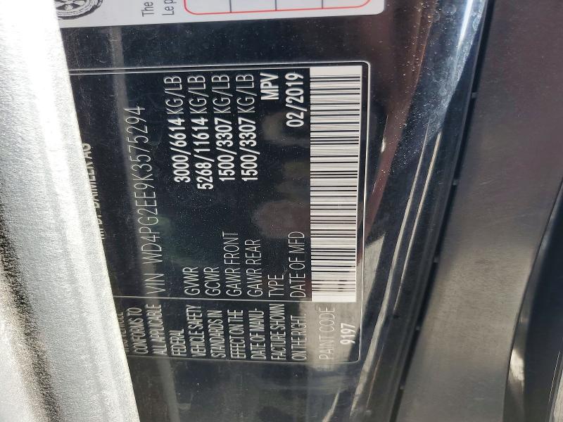 Продаж на аукціоні авто 2019 Mercedes Benz Metris, vin: WD4PG2EE9K3575294, номер лоту: 46177316