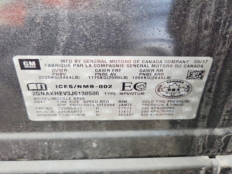Продаж на аукціоні авто 2018 Chevrolet Equinox, vin: 2GNAXHEV3J6138506, номер лоту: 46920746