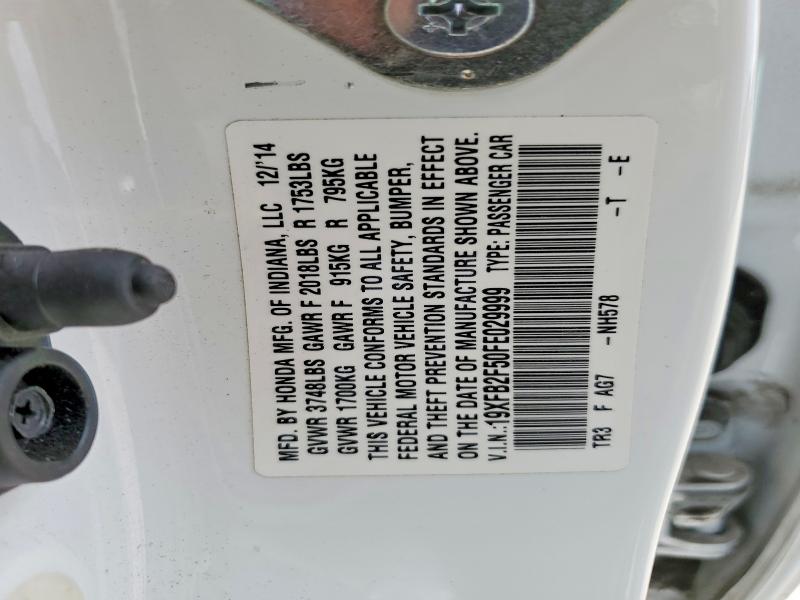 48245436 :رقم المزاد ، 19XFB2F50FE029999 vin ، 2015 Honda Civic مزاد بيع