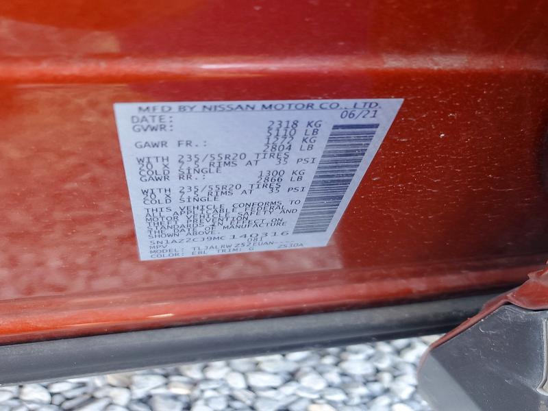 Aukcja sprzedaży 2021 Nissan Murano, vin: 5N1AZ2CJ9MC140316, numer aukcji: 47725046