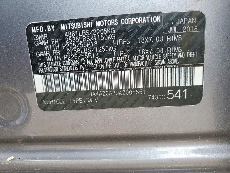 Продажа на аукционе авто 2019 Mitsubishi Outlander, vin: JA4AZ3A39KZ005551, номер лота: 41767146