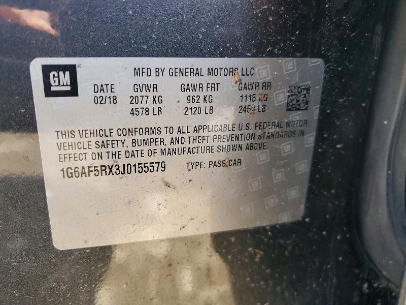 2018 Cadillac Ats მანქანა იყიდება აუქციონზე, vin: 1G6AF5RX3J0155579, აუქციონის ნომერი: 46703626