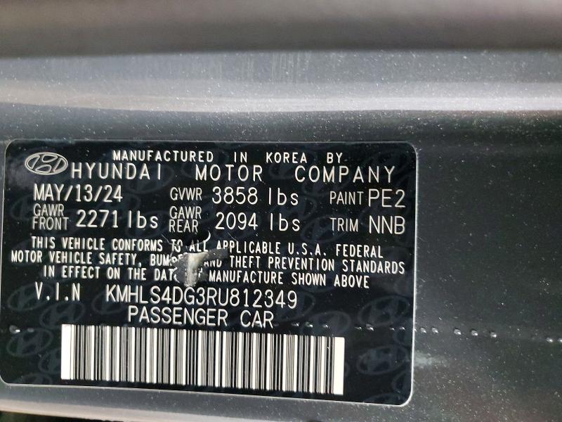2024 Hyundai Elantra მანქანა იყიდება აუქციონზე, vin: KMHLS4DG3RU812349, აუქციონის ნომერი: 46038916
