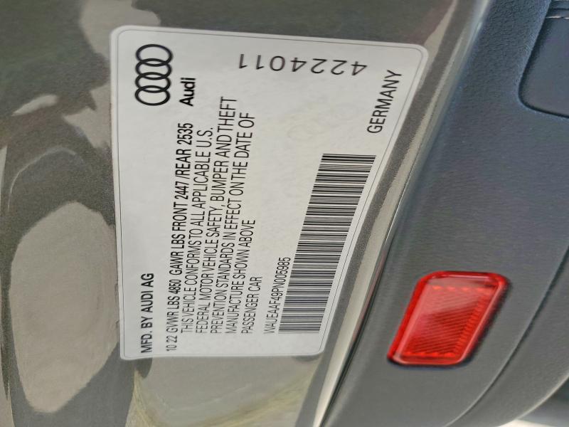 41909216 :رقم المزاد ، WAUEAAF49PN005985 vin ، 2023 Audi A4 مزاد بيع