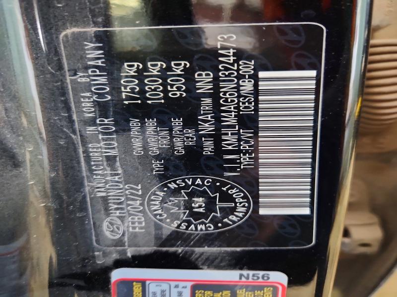 46932656 :رقم المزاد ، KMHLM4AG6NU324473 vin ، 2022 Hyundai Elantra مزاد بيع