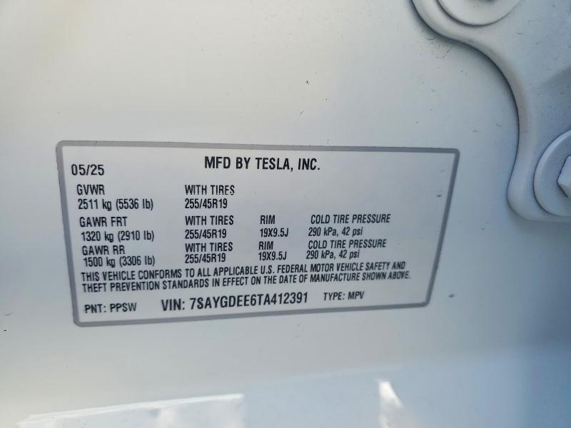 Продаж на аукціоні авто 2026 Tesla Model Y, vin: 7SAYGDEE6TA412391, номер лоту: 79282675