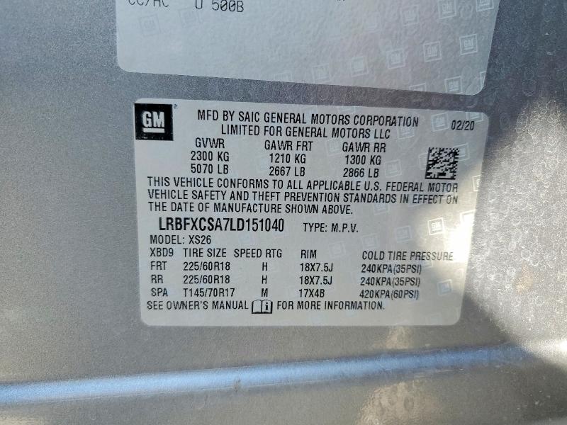 Aukcja sprzedaży 2020 Buick Envision, vin: LRBFXCSA7LD151040, numer aukcji: 46741966