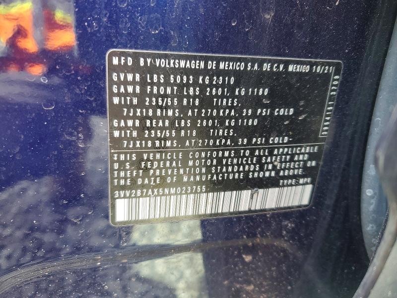 Продажа на аукционе авто 2022 Volkswagen Tiguan, vin: 3VV2B7AX5NM023755, номер лота: 45801456