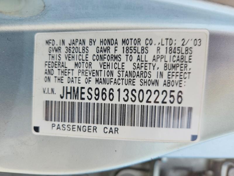 Продаж на аукціоні авто 2003 Honda Civic, vin: JHMES96613S022256, номер лоту: 47938666