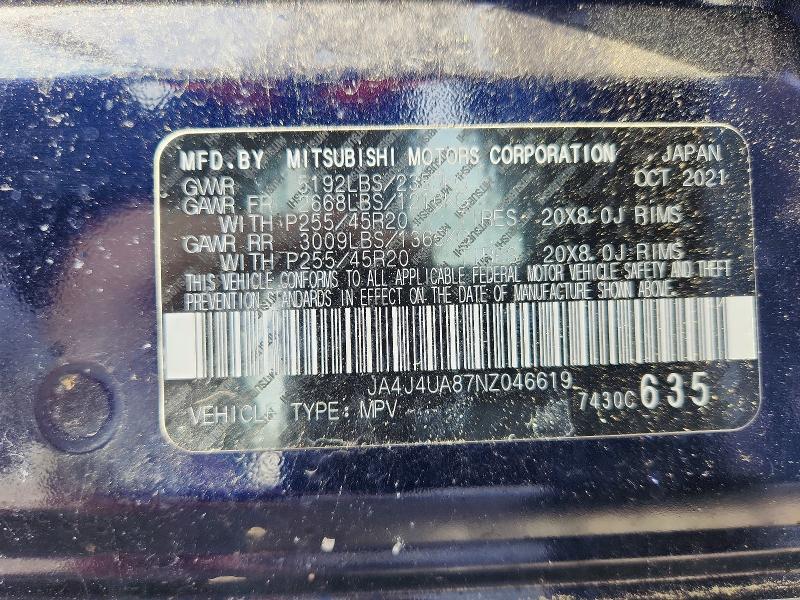 Продаж на аукціоні авто 2022 Mitsubishi Outlander, vin: JA4J4UA87NZ046619, номер лоту: 78904005
