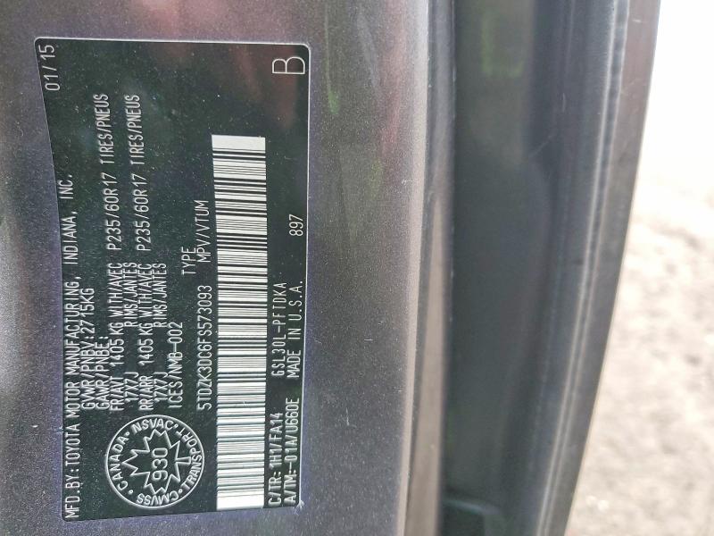 Aukcja sprzedaży 2015 Toyota Sienna, vin: 5TDZK3DC6FS573093, numer aukcji: 79957765
