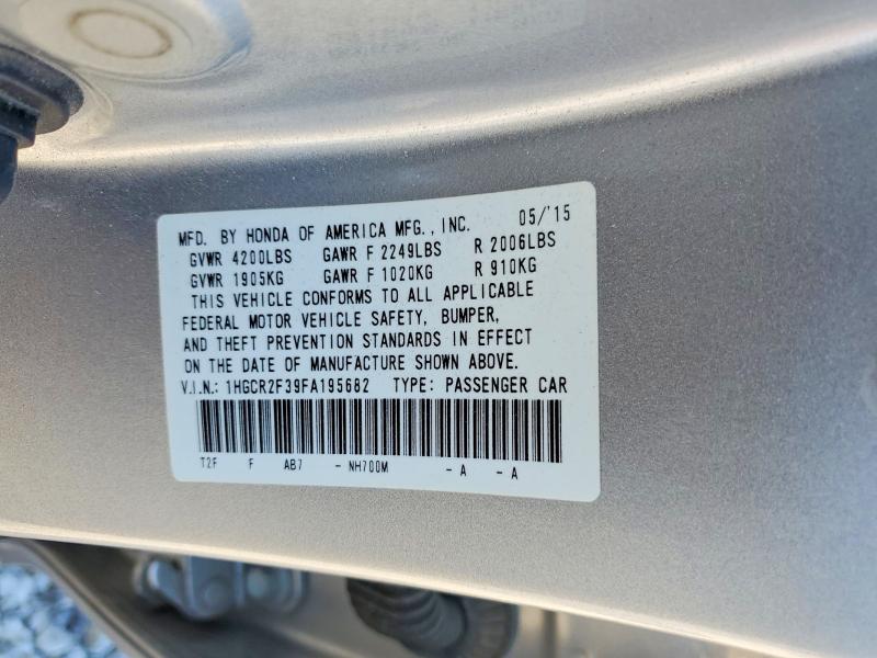 2015 Honda Accord მანქანა იყიდება აუქციონზე, vin: 1HGCR2F39FA195682, აუქციონის ნომერი: 46347436
