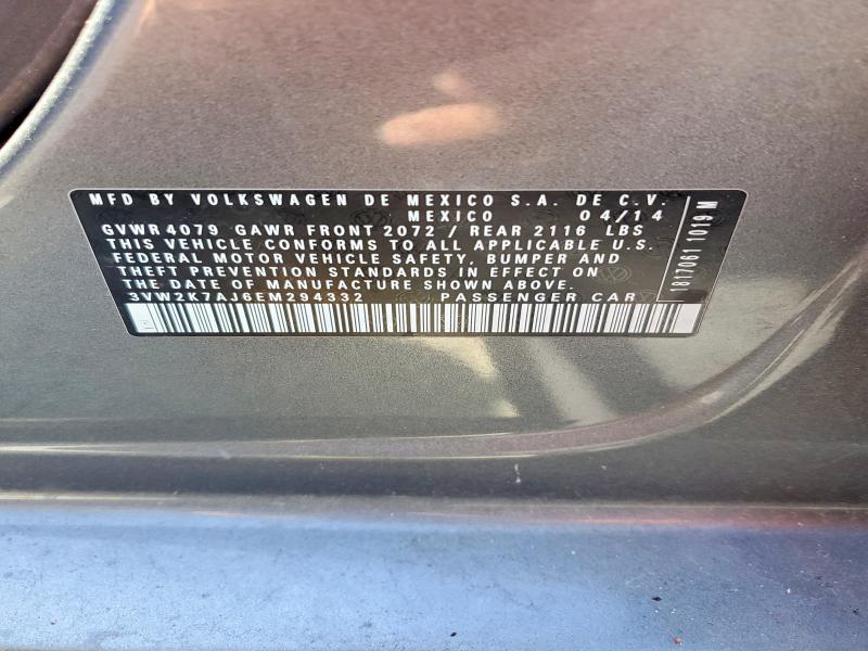 47426586 :رقم المزاد ، 3VW2K7AJ6EM294332 vin ، 2014 Volkswagen Jetta مزاد بيع