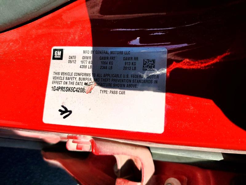 41615196 :رقم المزاد ، 1G4PR5SK6C4208506 vin ، 2012 Buick Verano مزاد بيع