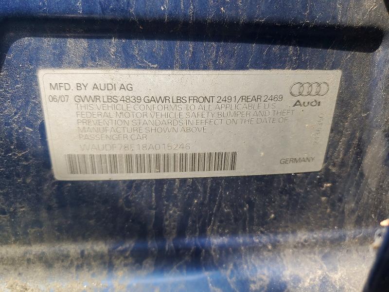 47823736 :رقم المزاد ، WAUDF78E18A015246 vin ، 2008 Audi A4 مزاد بيع