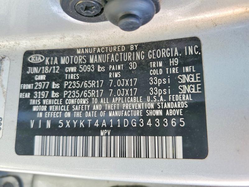 Продаж на аукціоні авто 2013 Kia Sorento, vin: 5XYKT4A11DG343365, номер лоту: 46920996