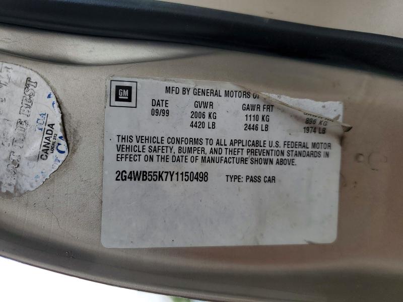 Продажа на аукционе авто 2000 Buick Regal, vin: 2G4WB55K7Y1150498, номер лота: 47753766